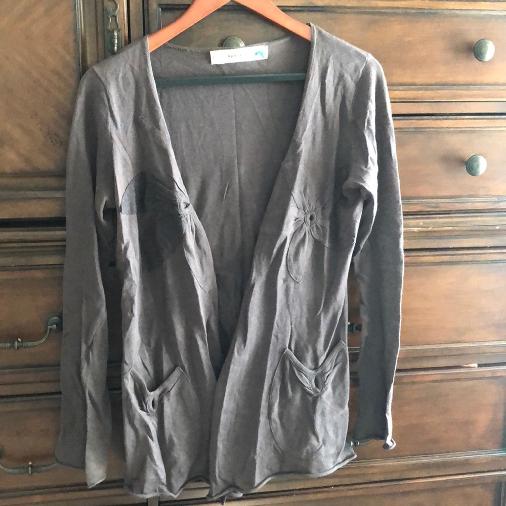 Sparrow Anthropologie cardigan flowers Sz S